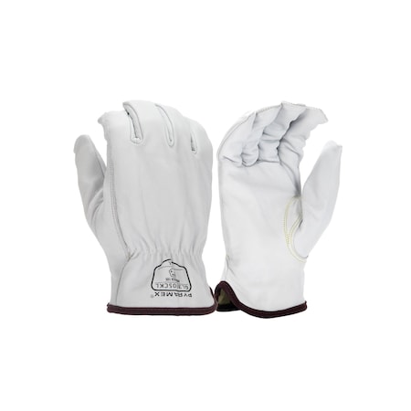 Pyramex Leather Drivers Gloves, Premium Grain Goatskin, Slip-on, Keystone Thumb, Gunn Cut, White, L 1 PR GL3005CKL